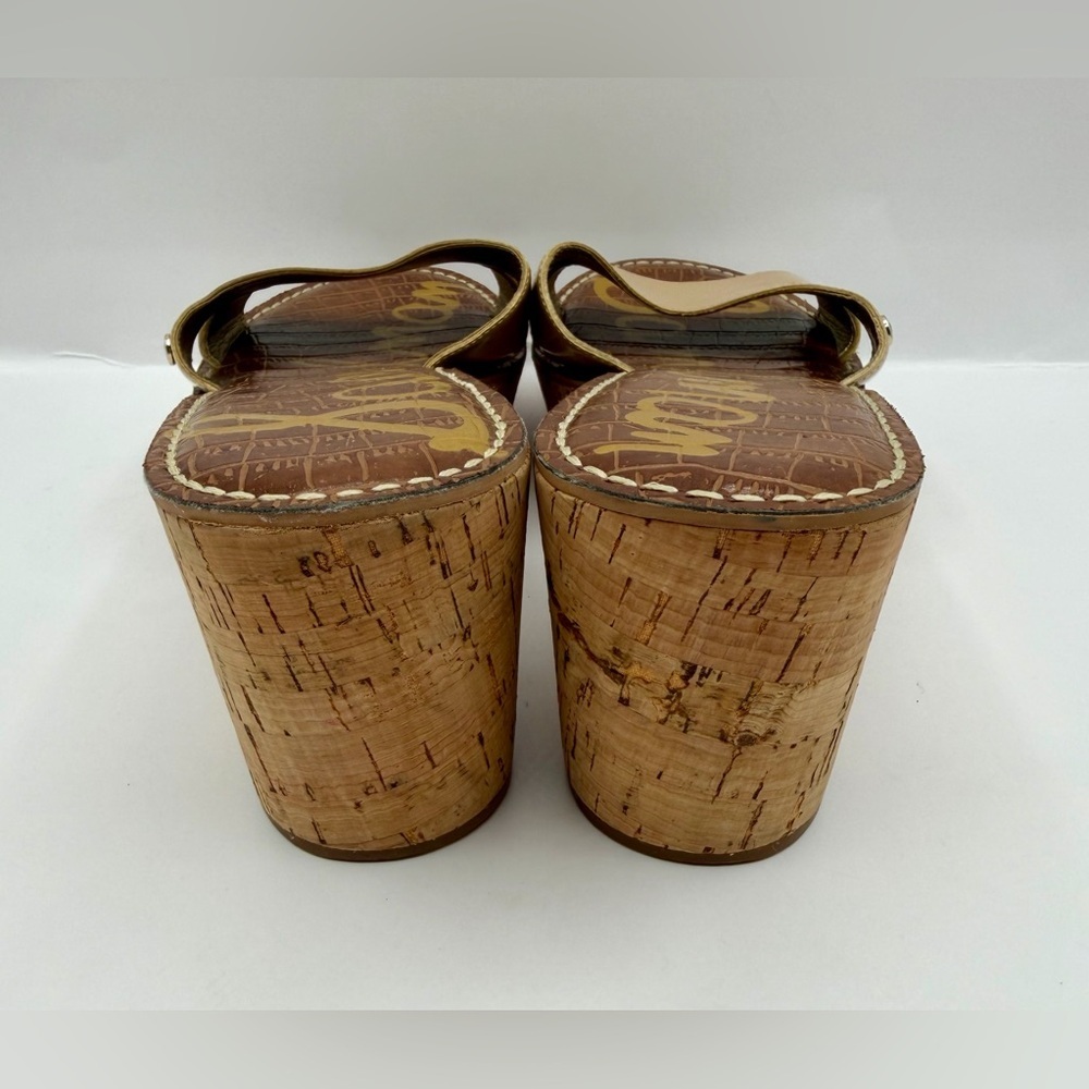 Sam Edelman Sandals 10M Cork Wedge Platform Beige Matte - Picture 6 of 11